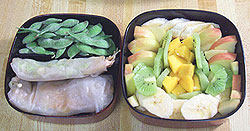Fruit. Beans. Chicken.